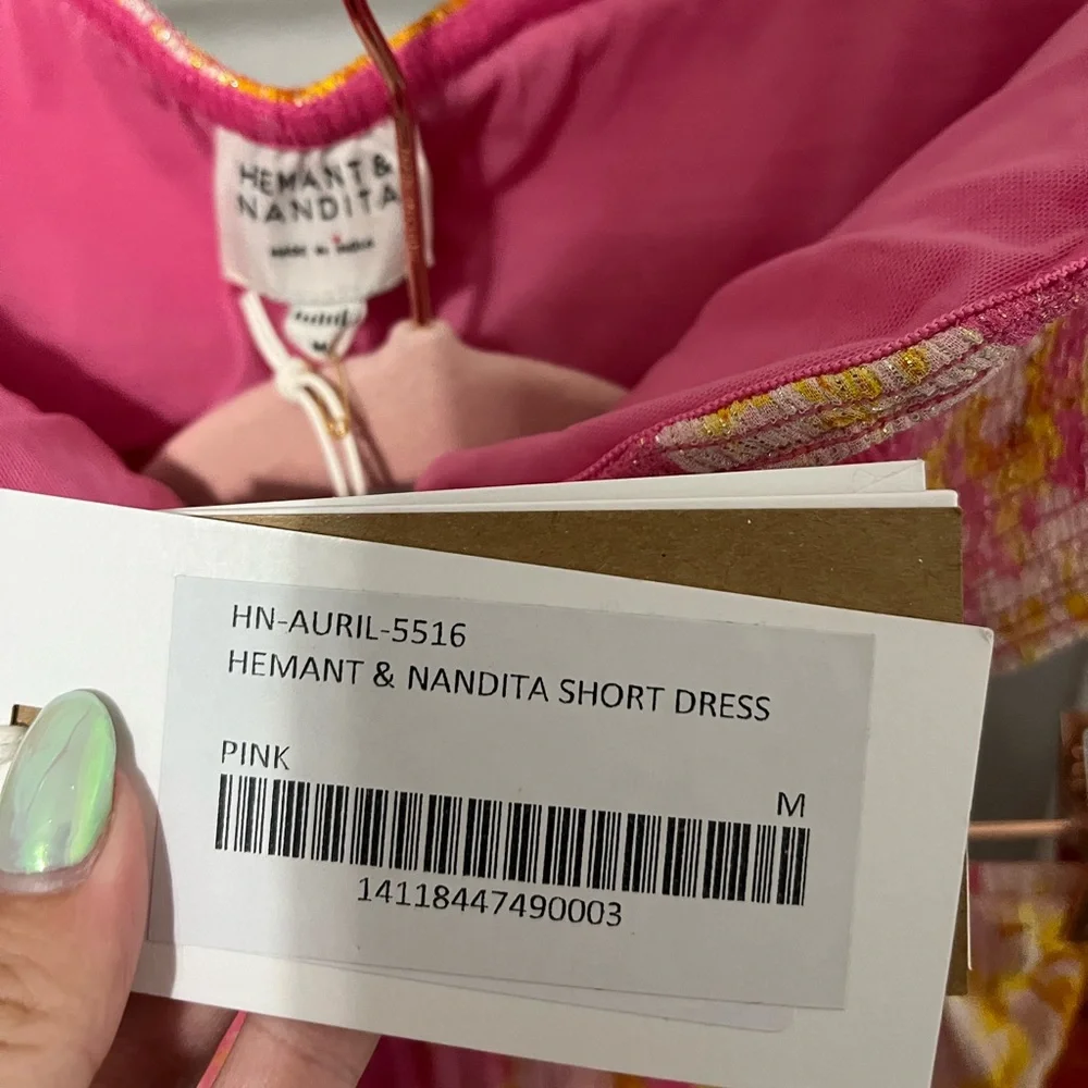 HEMANT & NANDITA Pink Floral Strapless Mini Dress - Picture 5 of 7